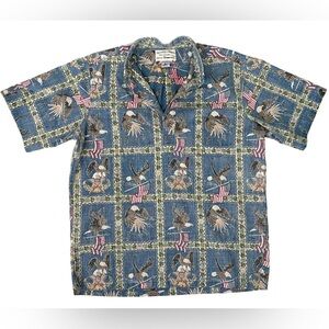 Reyn Spooner Dietrich Varez Reverse Print Hawaiian Flag Shirt Patriotic  2008 L